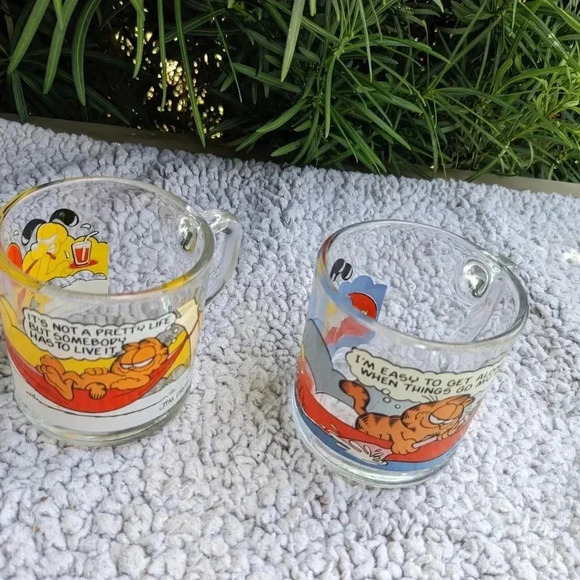 Vintage 1978 Garfield McDonald's Glass Mugs Set of 2 Jim Davis - Picture 8 of 8